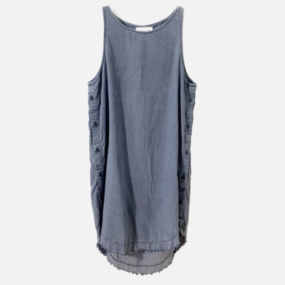 Cloth and Stone Hi-Lo Raw Hemmed Buttons Up Sides Sleeveless Tank Dress Tencel
